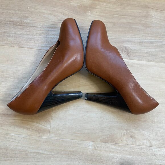 Giuseppe Zanotti Women's Brown Leather Wooden Heel Pumps Size 9/9.5 Italy - Picture 5 of 10